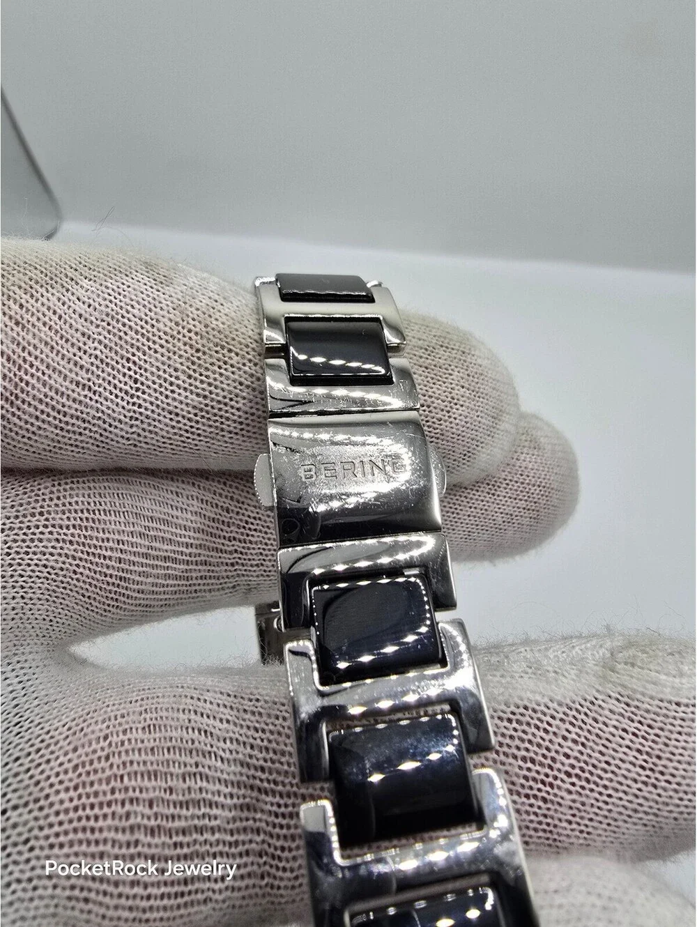 BERING Women’s Quartz Analog Black Dial Diamond Markers Ceramic Bracelet 50m